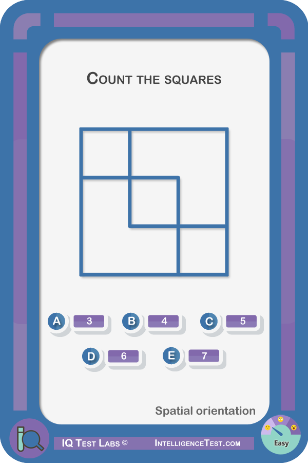 Spatial orientation - count the squares.