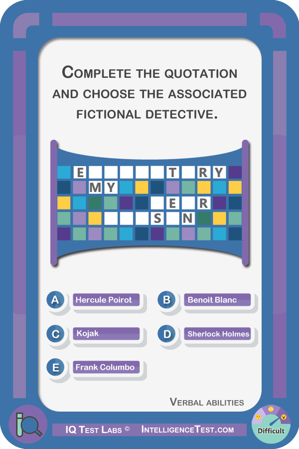 Complete the quotation and choose the associated fictional detective. 