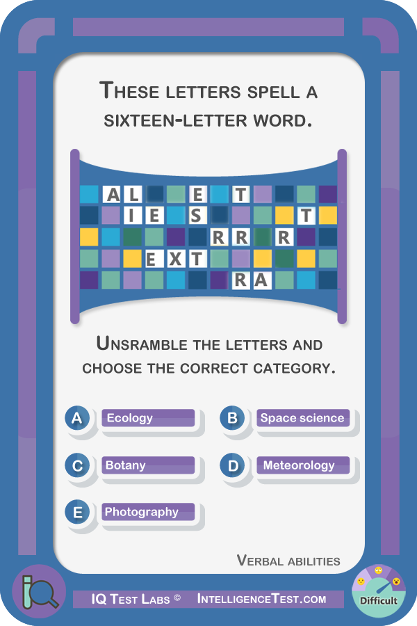 Unsramble the letters and choose the correct category. a, a, e, e, e, i, l, r, r, r, r, s, t, t, t, x.