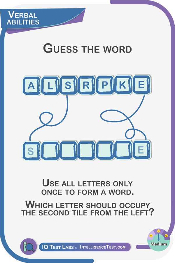 Guess the word. Use all letters only once to form a word: A L S R P K E.